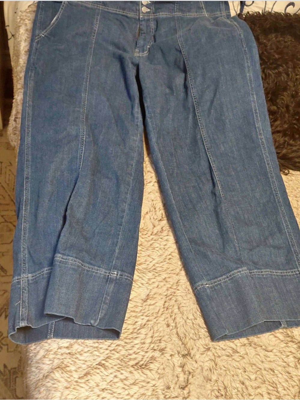 Anthropology Pilcro Women’s Wide Leg Crop Jeans with Cuffed Hem